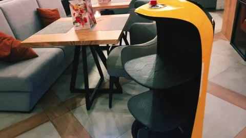 Innovative Restaurant Robot Serving Station design to enhance dining experiences Video stock 301810812