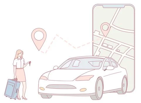 An Innovative RideSharing Application Concept Featuring Car and User 스톡 일러스트