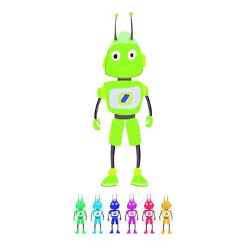 Innovative robot toy vector cartoon graphic Stock Illustration