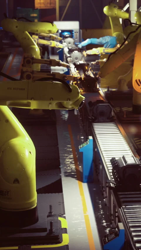 Innovative robotic assembly line showcases technology in modern manufacturing Stock Footage 341404905