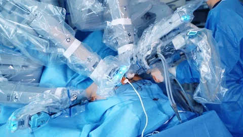 Innovative robotic equipment in surgery.  Stock Footage 125133671