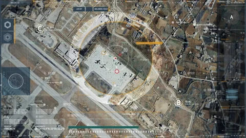 Innovative Satellite Network Scan Of Target Military Air Force Base Location Stockbeeldmateriaal 268202383