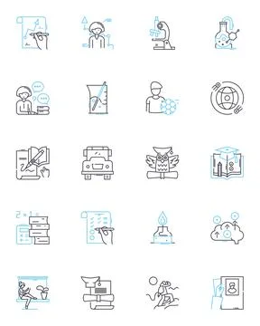 Innovative school linear icons set. Creativity, Futuristic, Collaboration Stock Illustration