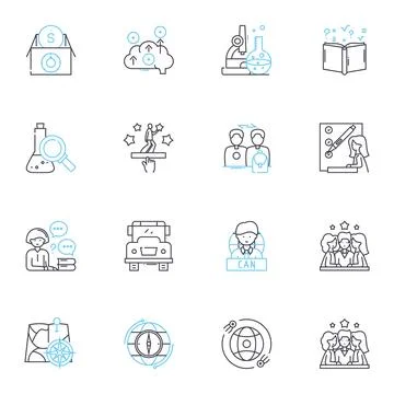 Innovative school linear icons set. Creativity, Futuristic, Collaboration Stock Illustration