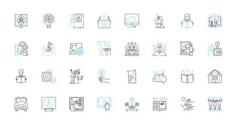 Innovative school linear icons set. Creativity, Futuristic, Collaboration Stock Illustration