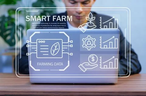 Innovative Smart Farm Technology for Data-Driven Agriculture Solutions Stock Photos