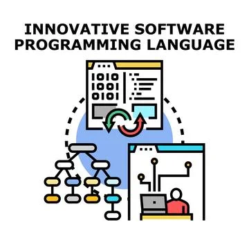 Innovative software programming, language development and coding Stock Illustration