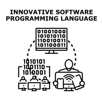 Innovative software programming language development concept Stock Illustration
