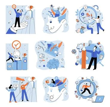 Innovative solution. Creative minds paint success, blending technology Stock Illustration