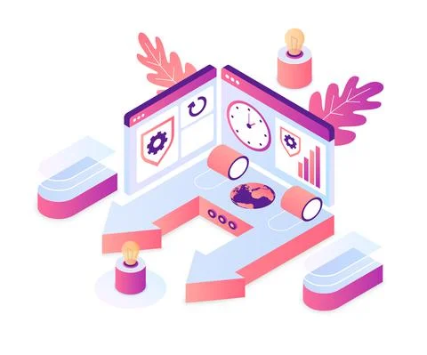 Innovative solution gained from technology support data Stock Illustration