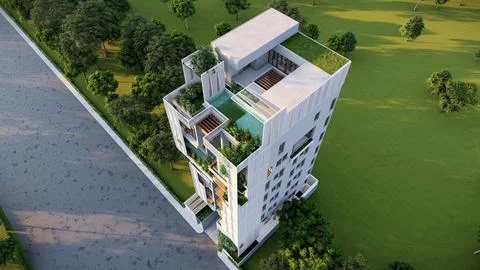 Innovative Spaces 3D Renderings of Modern Architectural Innovations Stock-Illustration