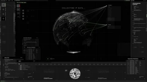 Innovative Spy Computer System Tracking Data Source Of Hacker Server Attack Stock Footage 170416309
