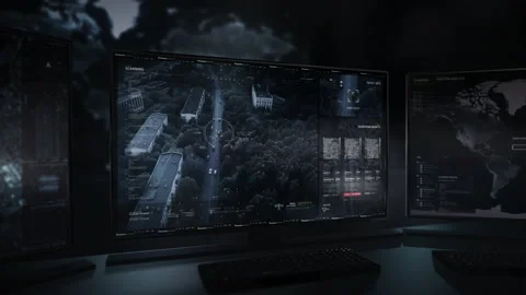 Innovative Spy Navigation Tech Searching For Agents On City Street With Trees Stock Footage 158237252