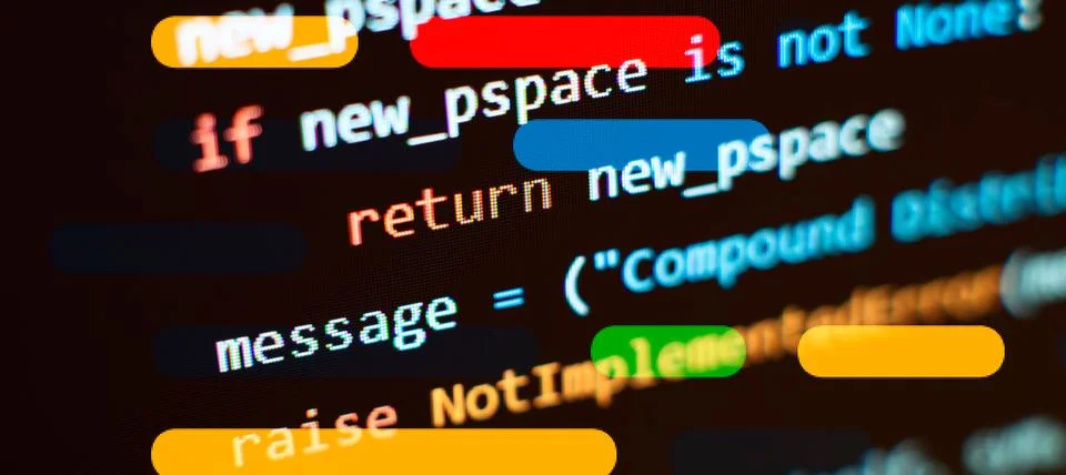 Innovative startup project. Website programming code . Foto stock