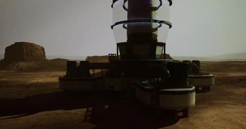 Innovative structure designed for Martian exploration in a futuristic setting 스톡 일러스트