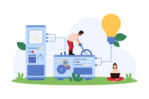 Innovative tech idea concept with tiny people 스톡 일러스트