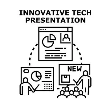 Innovative tech presentation developing new business strategy Ilustração Stock