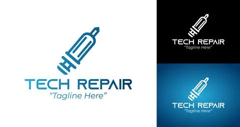 Innovative Tech Repair Logo 스톡 일러스트