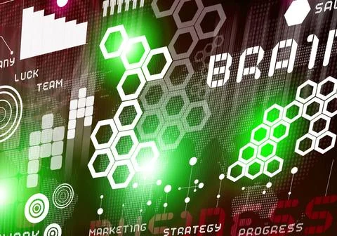 Innovative technologies Digital business background image with icons on me... Foto stock