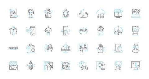Innovative technologies linear icons set. Automation, Augmented, Virtual 스톡 일러스트