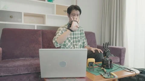 Innovative Technology: Creating a Robotic Hand Prototype Stock Footage 318917591
