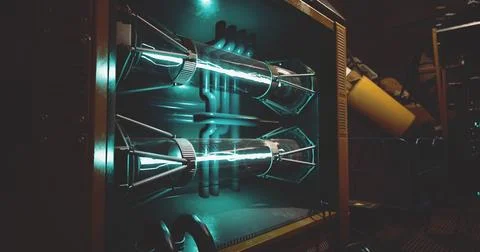 Innovative technology displayed in laboratory during nighttime research sessi Stock Illustration