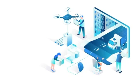 Innovative Technology: Drone and Logistics Management in Abstract Illustrat.. Video stock 341920077