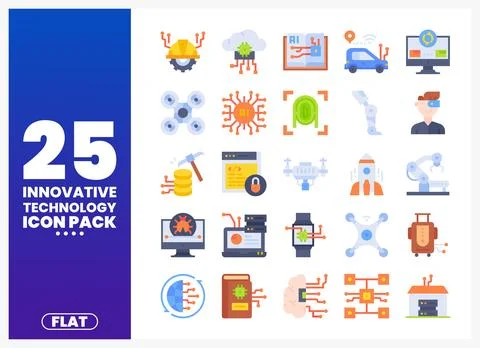 Innovative Technology Flat Icons Collection 库存插图