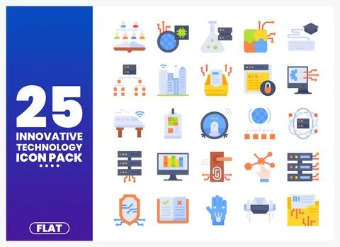 Innovative technology flat icons for web and app design Stock Illustration
