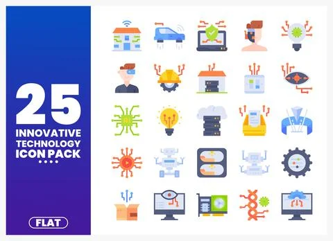 Innovative technology flat icons for web and app design Illustrazione stock