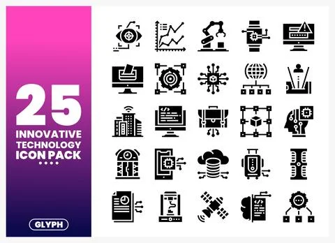 Innovative Technology Glyph Icons Set イラスト素材