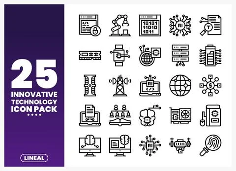 Innovative Technology Icon Pack. Lineal Style Stockillustratie