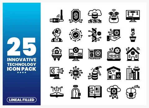 Innovative Technology Icons Collection Stock Illustration