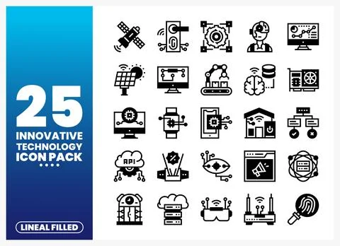 Innovative Technology Icons Collection Illustrazione stock