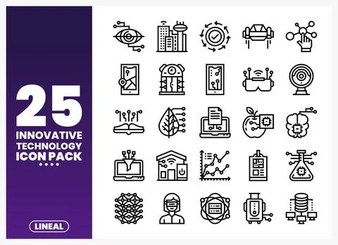 Innovative Technology Icons A Collection of Modern Tech Symbols Stock Illustration