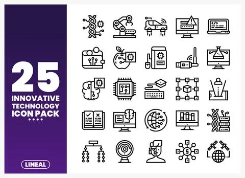 Innovative technology icons for digital design in a clean. modern graphic sty Stock Illustration