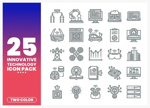 Innovative technology icons for digital design. Illustrazione stock
