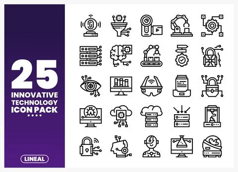 Innovative technology icons for digital presentations and websites Illustrazione stock