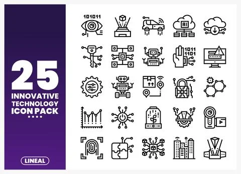 Innovative technology icons for digital use. graphic design. Collection of .. Stock Illustration