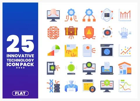 Innovative Technology Icons with Flat Design Style イラスト素材
