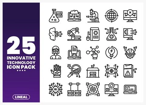 Innovative technology icons in a modern linear design pack Stock Illustration