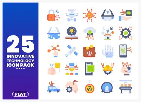 Innovative Technology Icons Pack for Digital Displays Stock Illustration