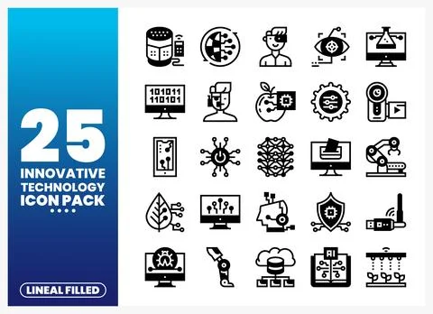 Innovative technology icons pack for digital concepts on a white background. Stock Illustration