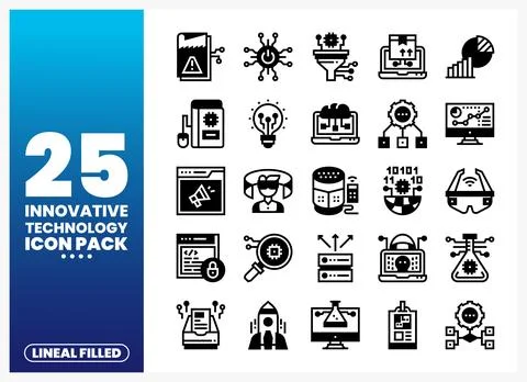 Innovative technology icons in a pack with lineal filled design Stockillustratie