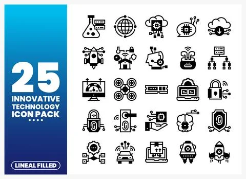 Innovative Technology Icons Pack with Lineal Filled Style イラスト素材