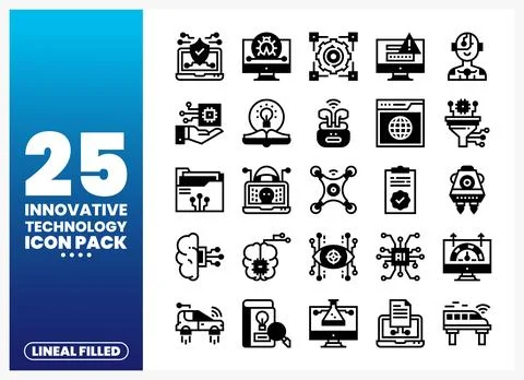 Innovative technology icons pack showcasing digital transformation in a whi.. Иллюстрация