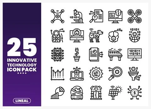 Innovative technology icons. presented as a pack. in a clean. modern design. Stock Illustration