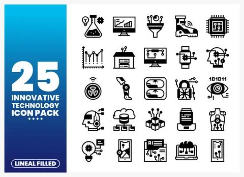 Innovative technology icons representing AI. science. and data. 스톡 일러스트