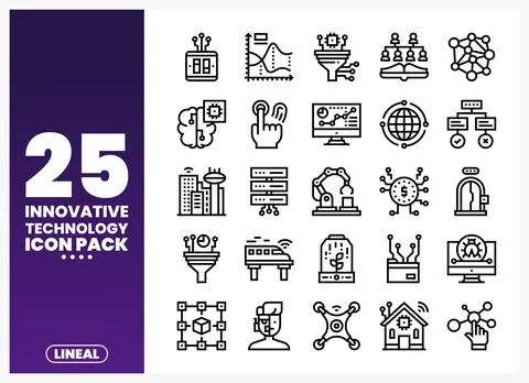 Innovative technology icons representing digital concepts and futuristic idea Stock Illustration