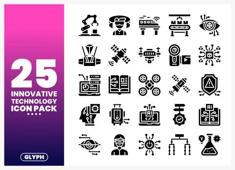 Innovative technology icons set with glyph style on white background イラスト素材